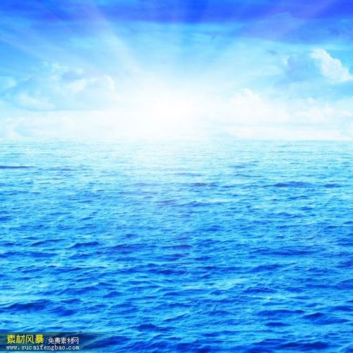 蓝色背景图片 大海 海水 海平面 海上升起太阳 梦幻图 #素材